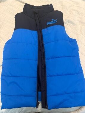 Puma Royal Blue and Black Quilted Puffer Vest